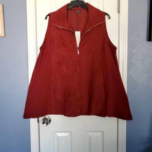 NWT Women's 1x For Cynthia Maroon Sleeveless A-Line Blouse